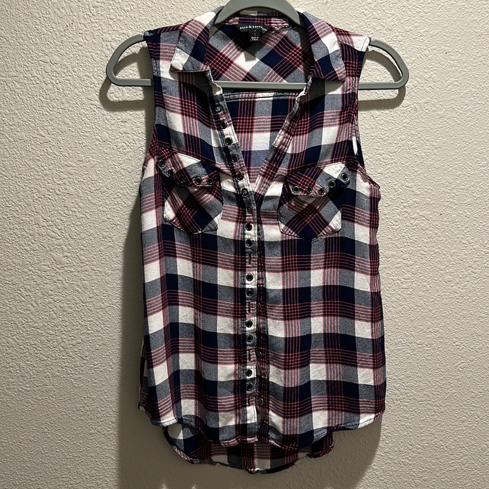 Plaid Button up tank